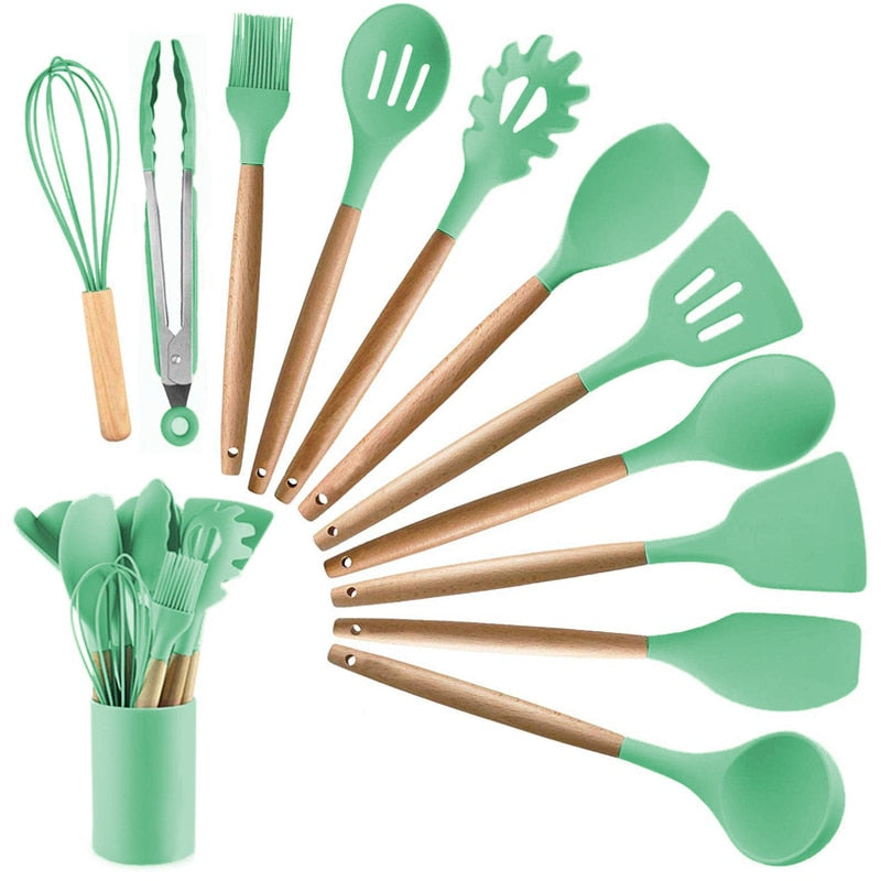 12PC Kitchen Silicone Cooking Utensils Set Non-stick