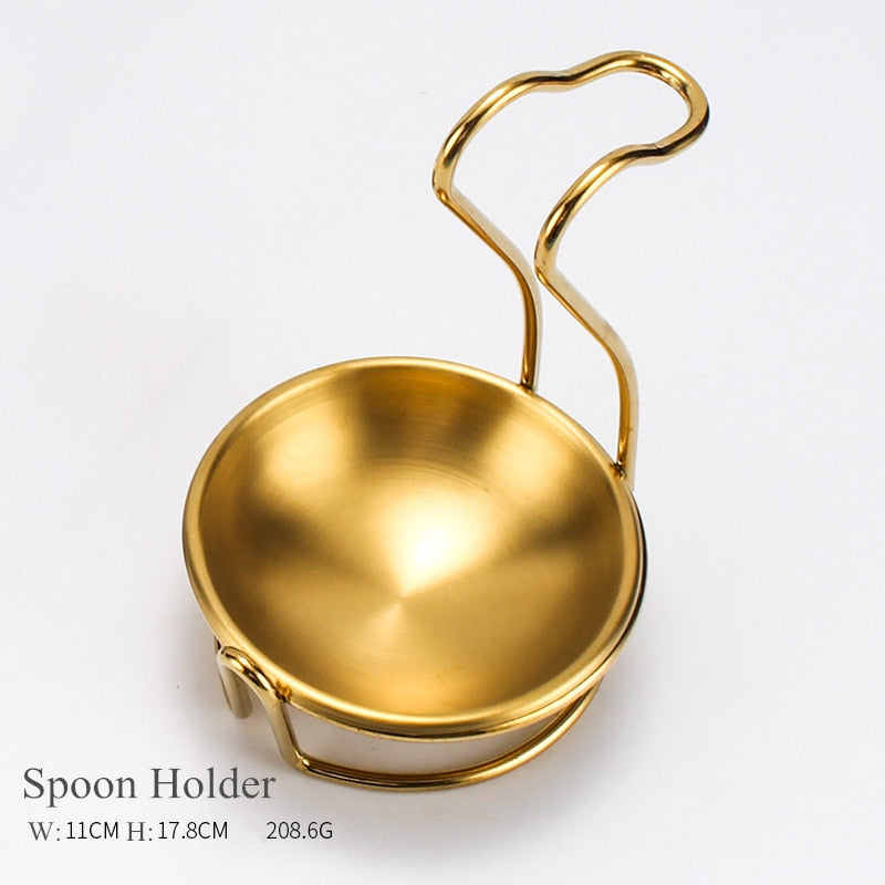 Gold Stainless Steel Food Clip Soup Spoon