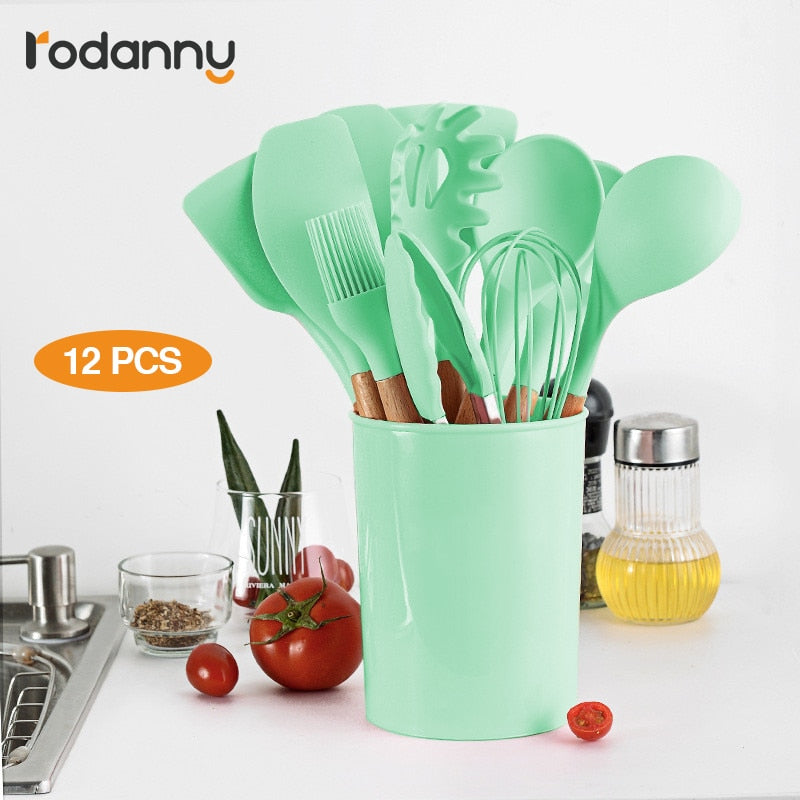 12PC Kitchen Silicone Cooking Utensils Set Non-stick