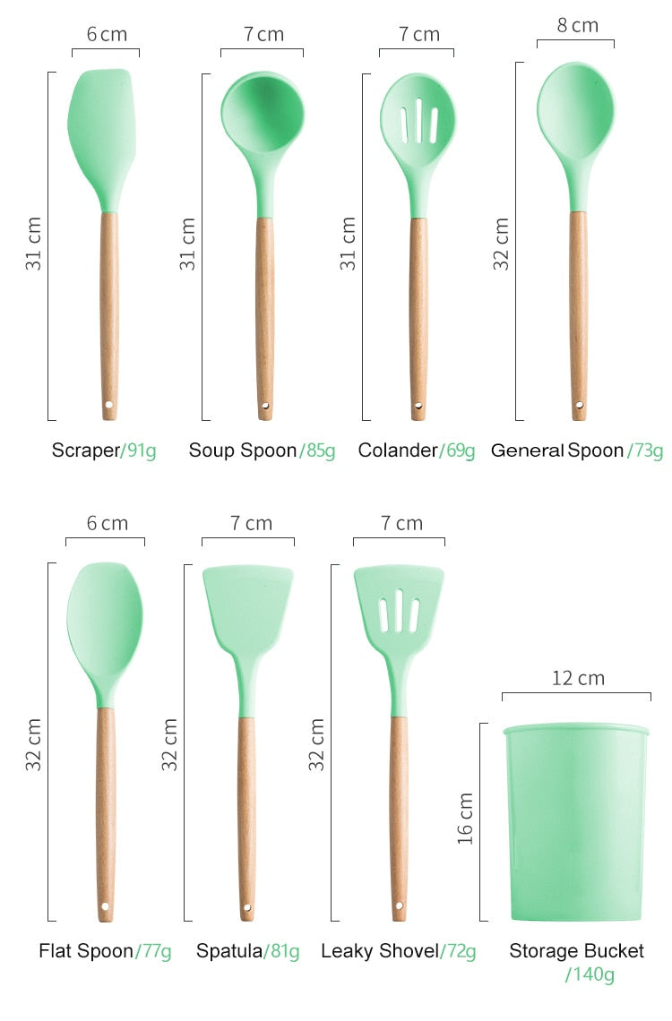 Kitchen Silicone Cooking Utensils Set Non-stick