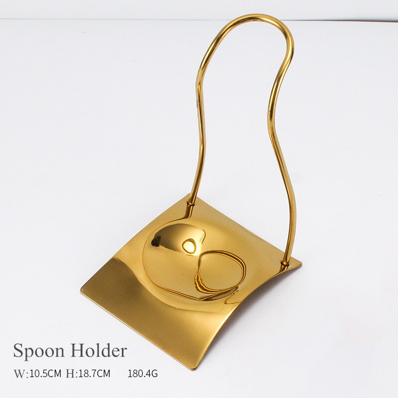 Gold Stainless Steel Food Clip Soup Spoon
