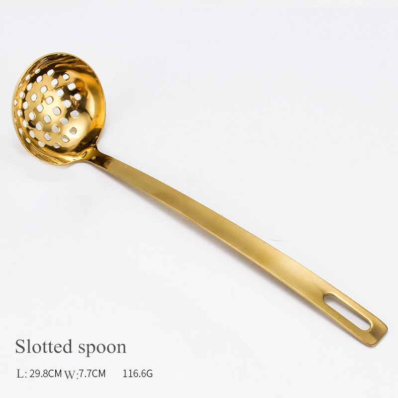 Gold Stainless Steel Food Clip Soup Spoon