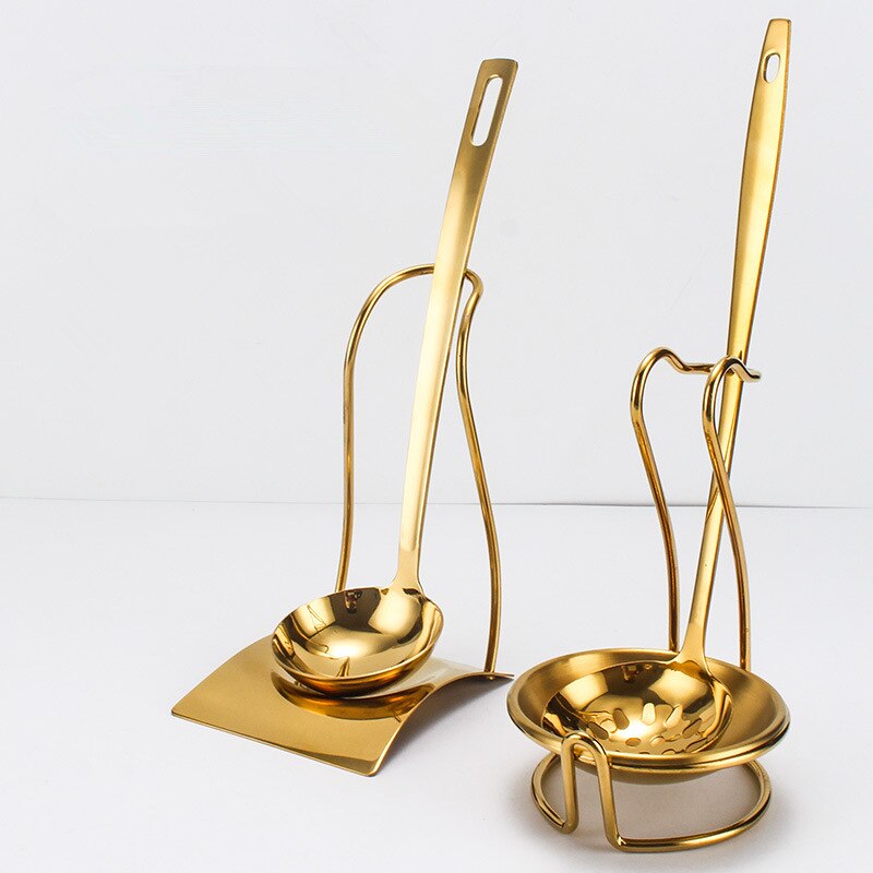 Gold Stainless Steel Food Clip Soup Spoon