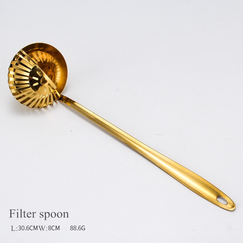 Gold Stainless Steel Food Clip Soup Spoon