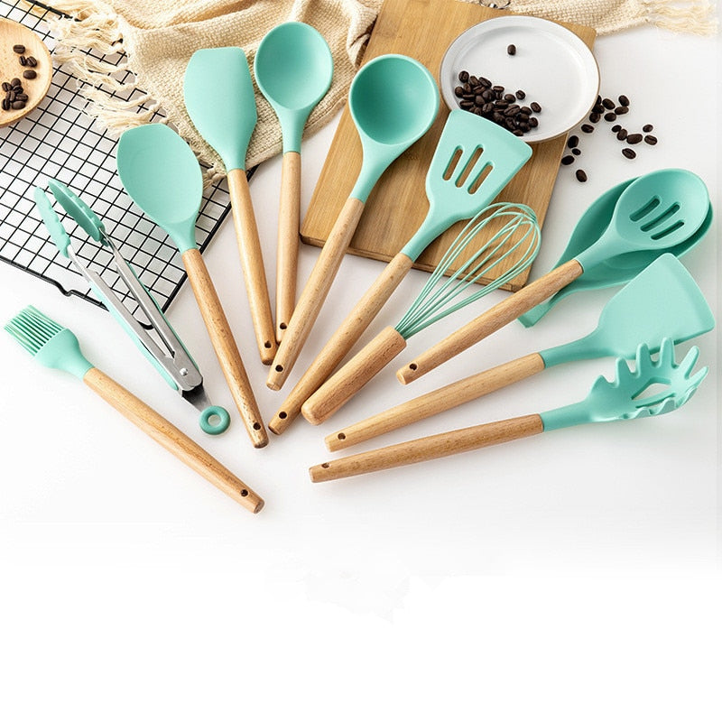 12PC Kitchen Silicone Cooking Utensils Set Non-stick
