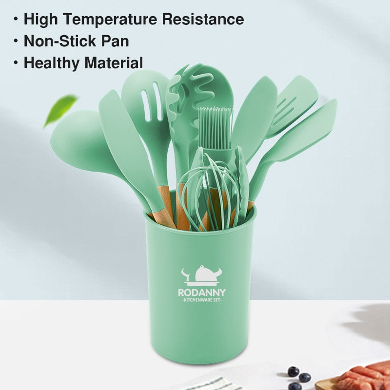 12PC Kitchen Silicone Cooking Utensils Set Non-stick