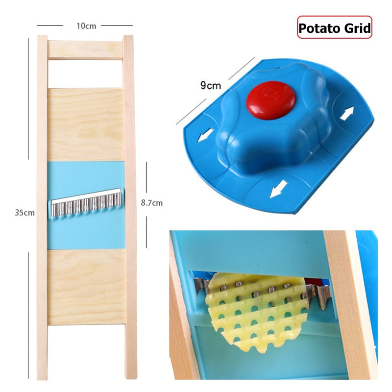 Wooden Potato Grid Slicer Vegetable Grater