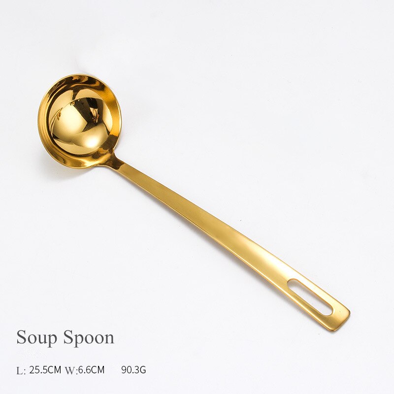 Gold Stainless Steel Food Clip Soup Spoon