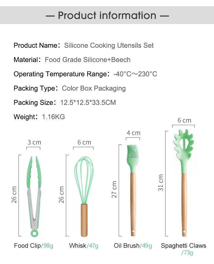 Kitchen Silicone Cooking Utensils Set Non-stick