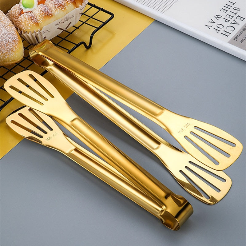 Gold BBQ Food Tongs Steak Clip