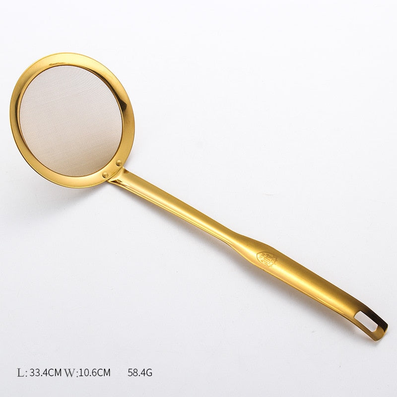 Gold Stainless Steel Food Clip Soup Spoon