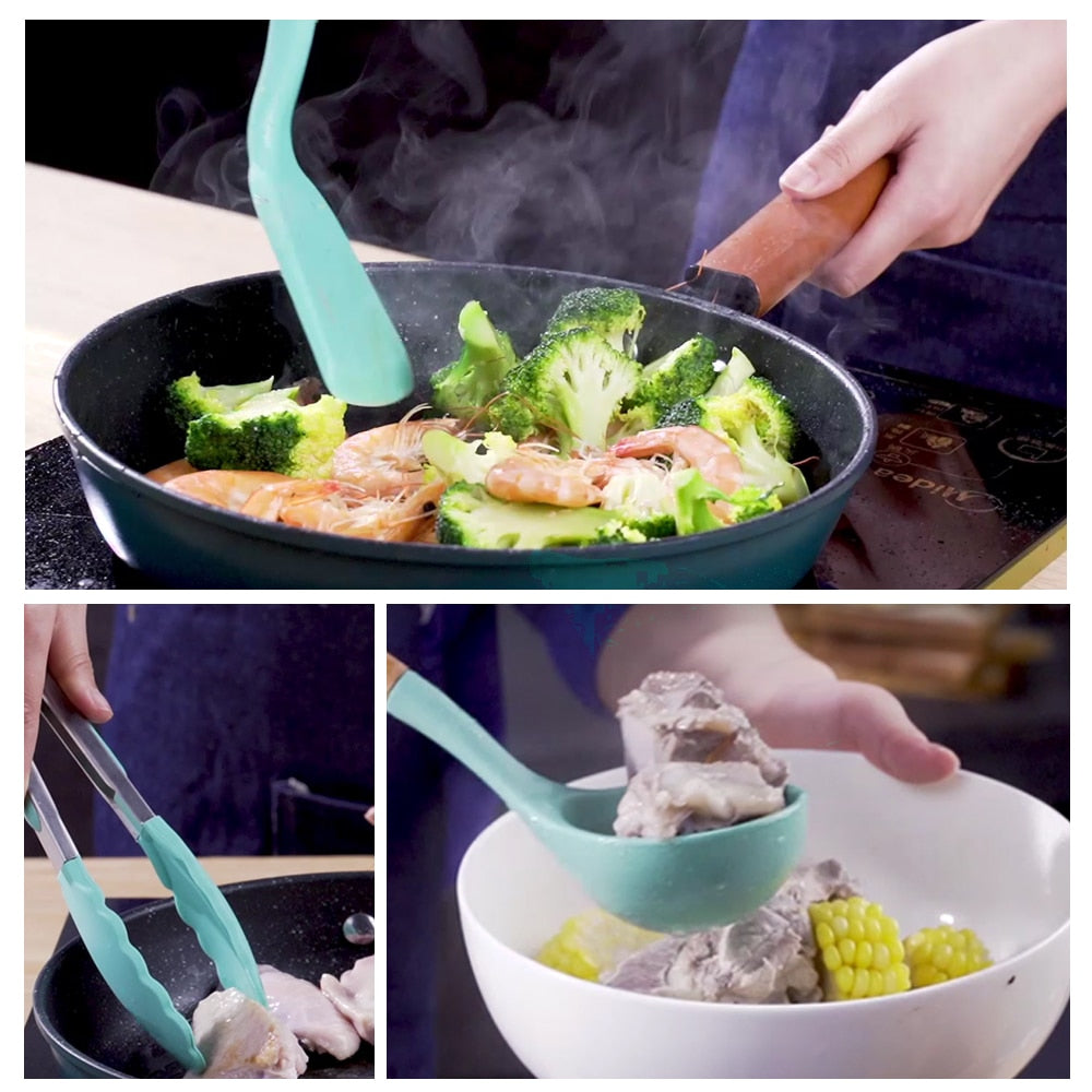 Non-Stick Heat Resistant Handle Spatula Spoon Silicone