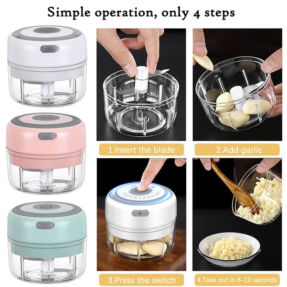 Electric Food Crusher Mini Garlic Press Garlic Crusher