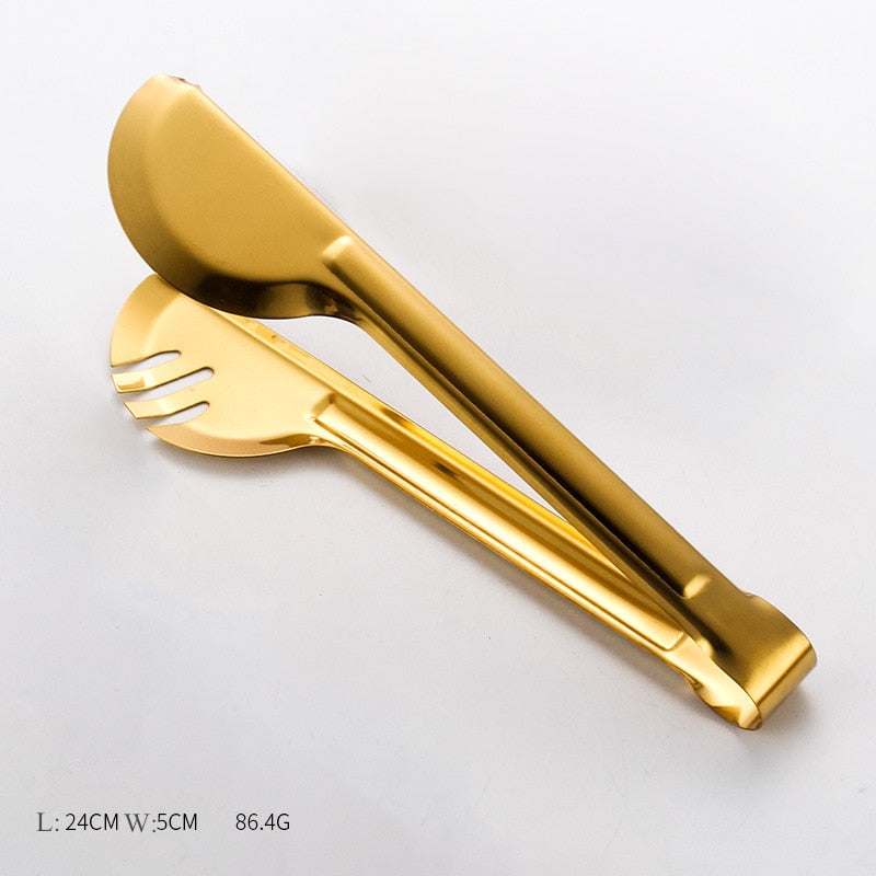 Gold Stainless Steel Food Clip Soup Spoon