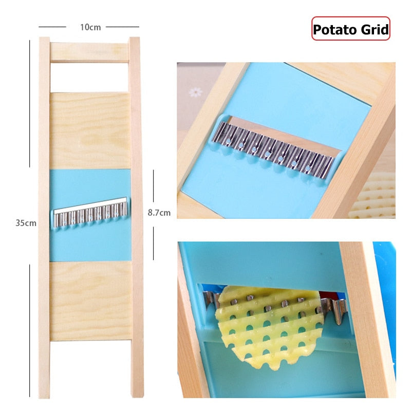 Wooden Potato Grid Slicer Vegetable Grater