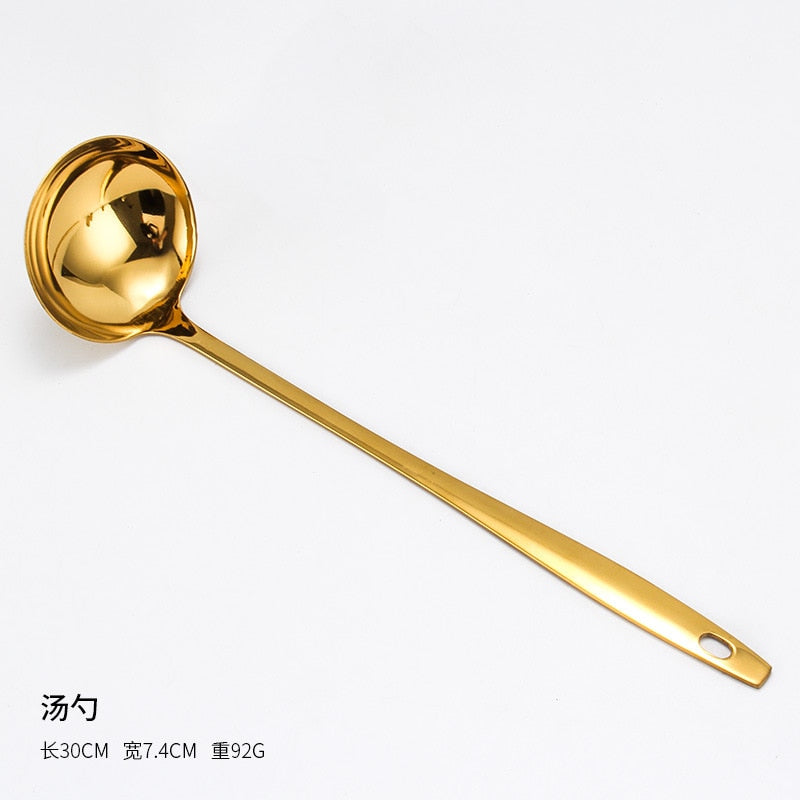 Gold Stainless Steel Food Clip Soup Spoon