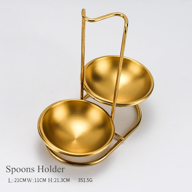 Gold Stainless Steel Food Clip Soup Spoon