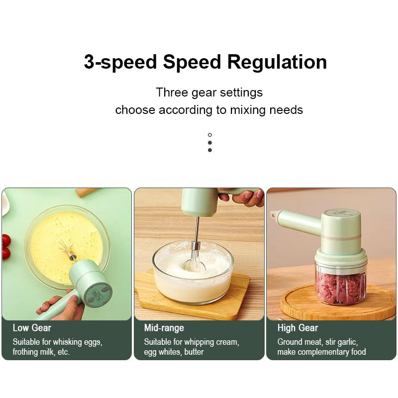 Wireless Electric Garlic Chopper Masher Whisk Egg