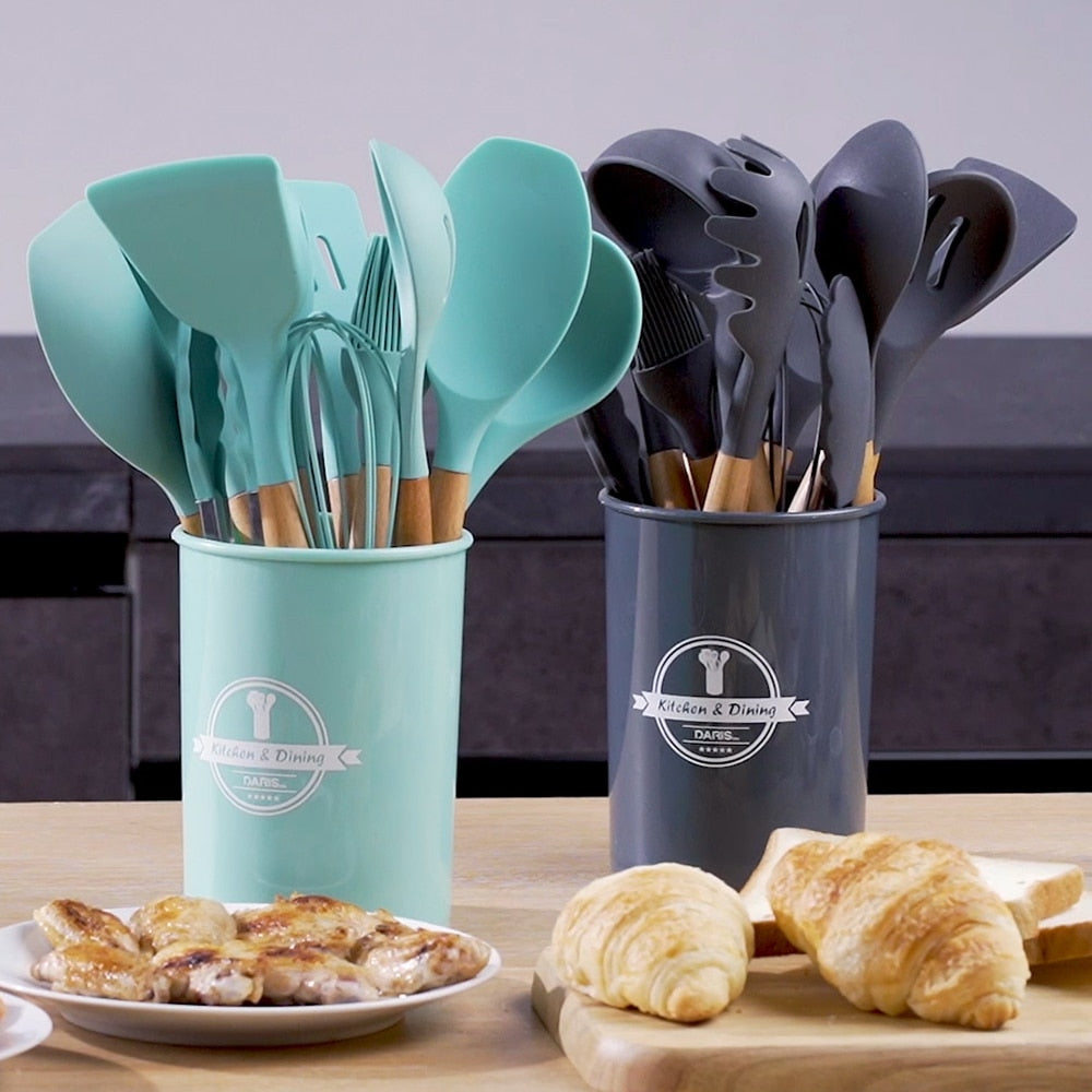 Non-Stick Heat Resistant Handle Spatula Spoon Silicone