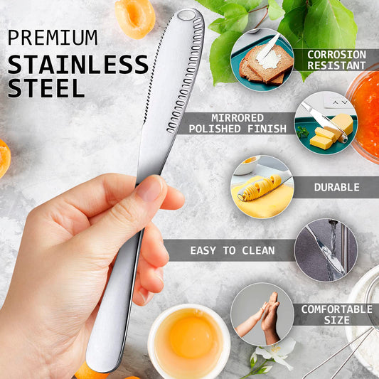 Stainless Steel Butter Spreader Knife With Handle, 3 In 1 Curler Slicer