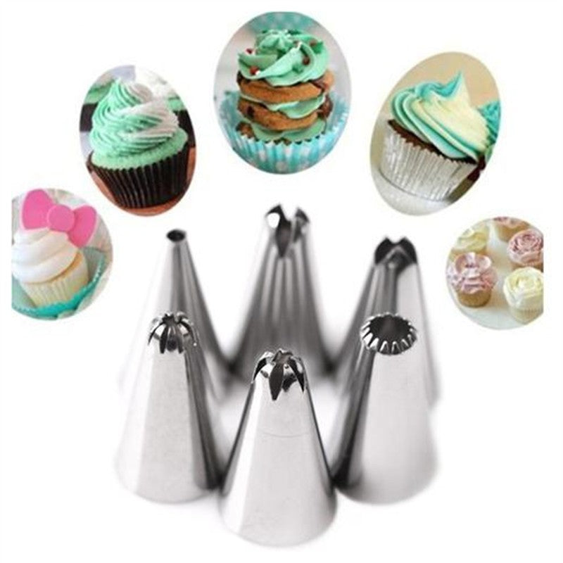 6pcs Stainless Steel Nozzle Sets  Pastry Bags
