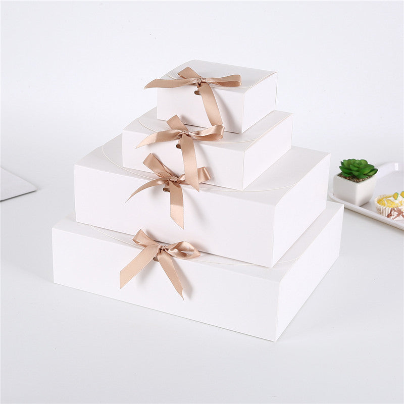 Simple Bowknot Pastry Baking White Cardboard Packaging Box