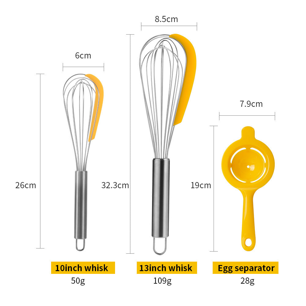 3pc Stainless Steel Balloon Wire Whisk Manual Egg Beater Mixer