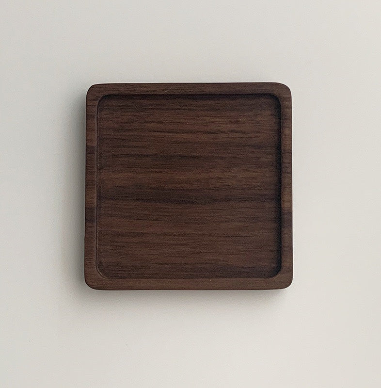 Japanese Walnut Unpainted And Wax-Free Wooden Coaster Insulated Dessert Nut Plate