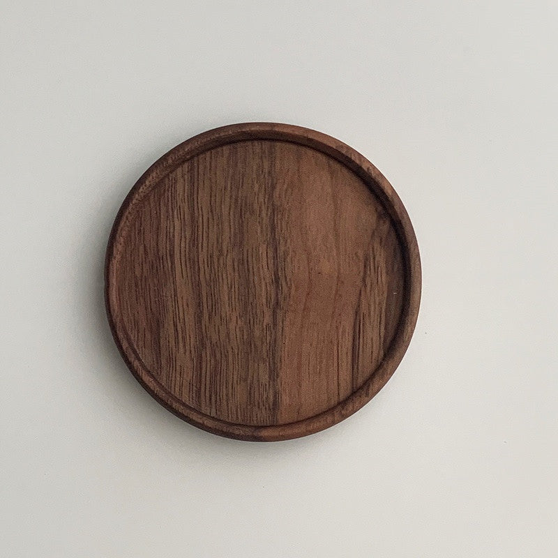 Japanese Walnut Unpainted And Wax-Free Wooden Coaster Insulated Dessert Nut Plate