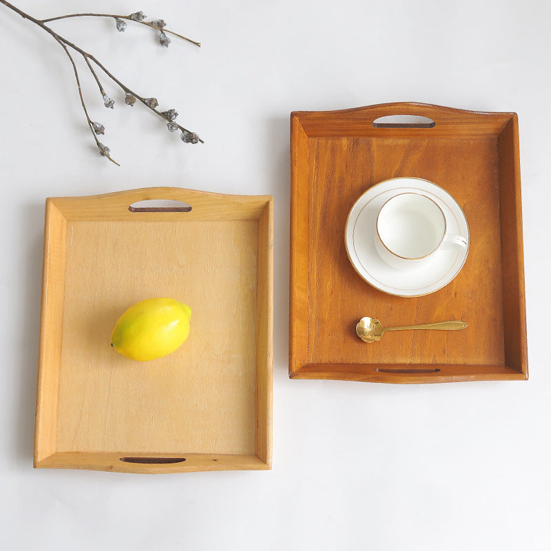 Retro Rectangular Wooden Serving Tray Tea Cutlery Trays