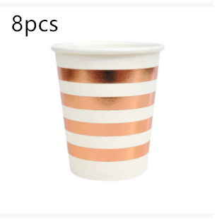 Rose Gold Paper Cups And Trays Disposable Party Supplies