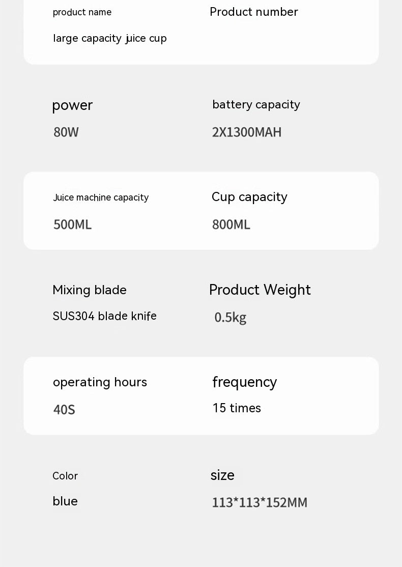 Electric Portable Small Wireless Juicer Cup Tons Barrels Juice