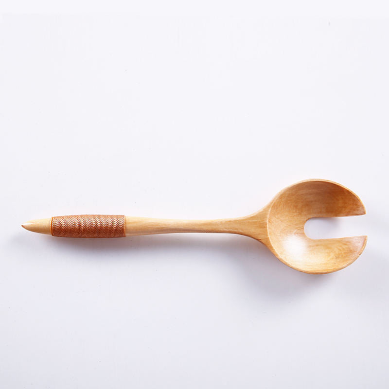 Cute Wooden Spoon Fork Long Handle Wood Products Fruit Soup Spoon