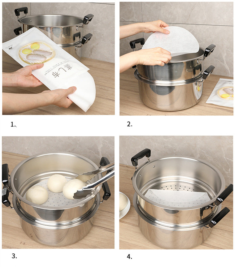 Disposable Steamed Cloth Steamer Round Steamed Bun Paper Pad