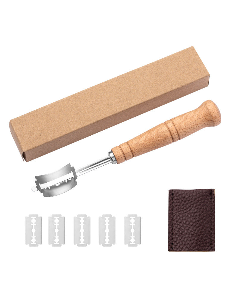 Wooden Handle Arc Bread Cutter Creative Style Stainless Steel Repair Knife