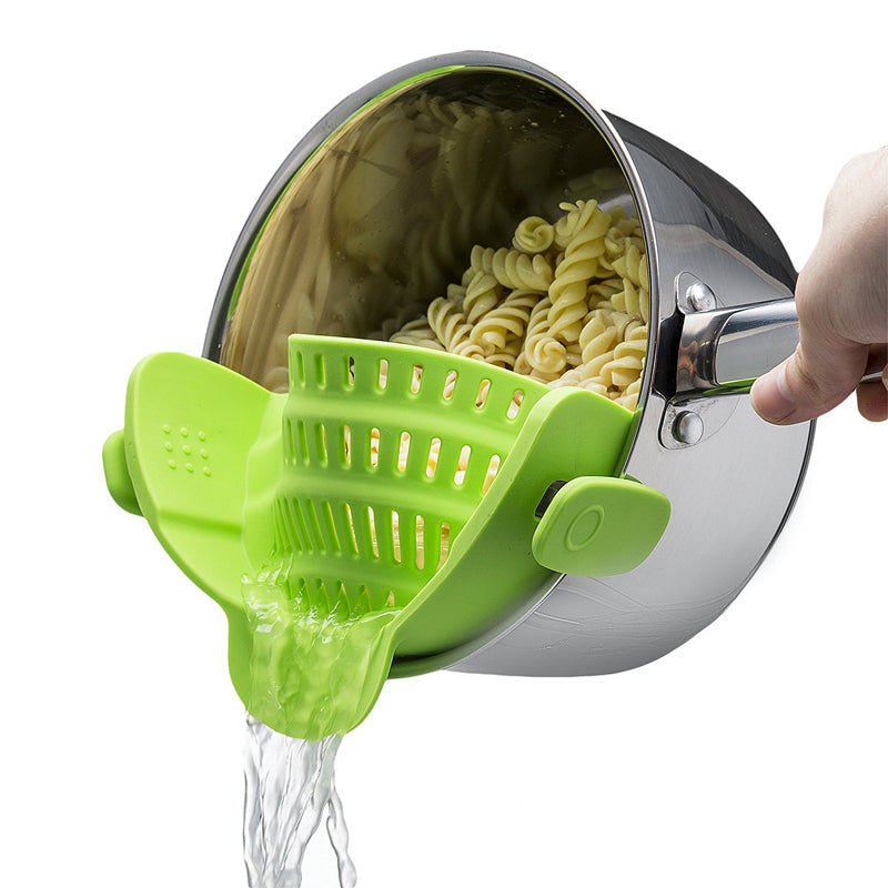 Universal Silicone Clip-on Pan Pot Strainer Anti-spill Pasta