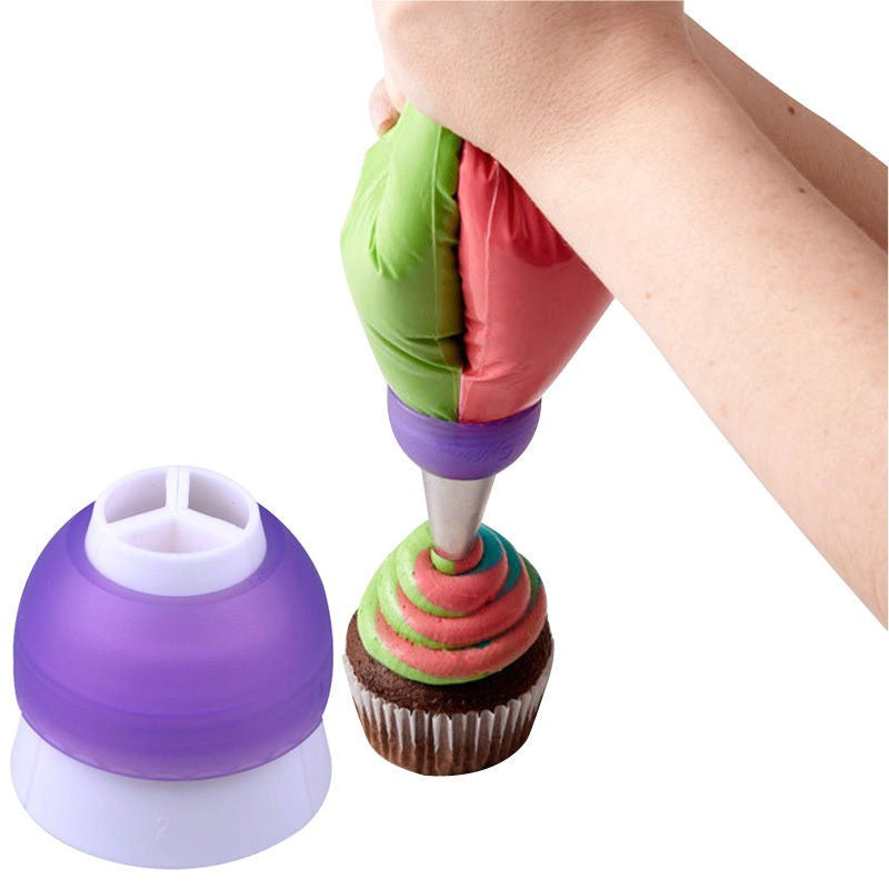 3 Color Cake Decorating Tools Icing Piping Cream Pastry Bag&Nozzle Converter