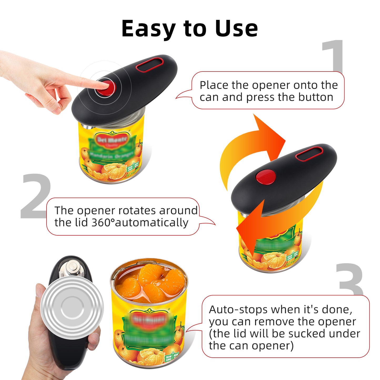 Electric Can Opener Automatic Bottle Opener Cordless One Tin Touch Edges