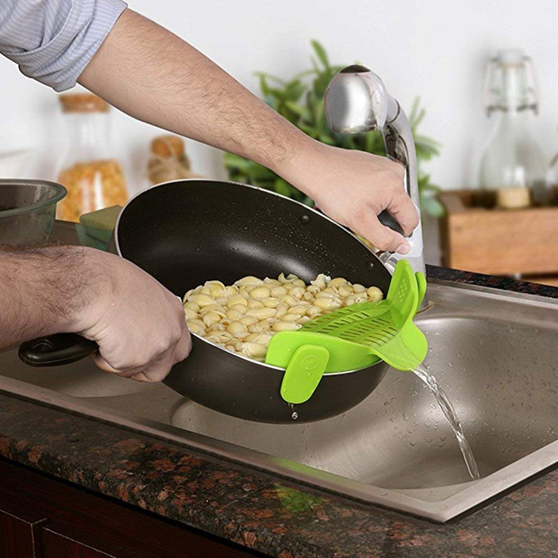 Universal Silicone Clip-on Pan Pot Strainer Anti-spill Pasta