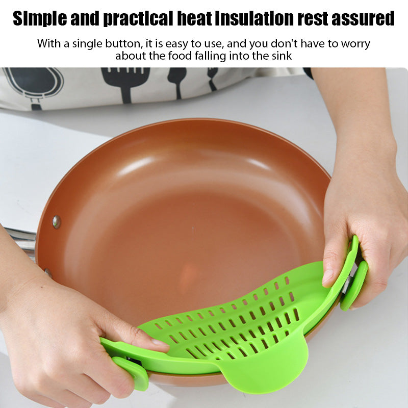 Universal Silicone Clip-on Pan Pot Strainer Anti-spill Pasta