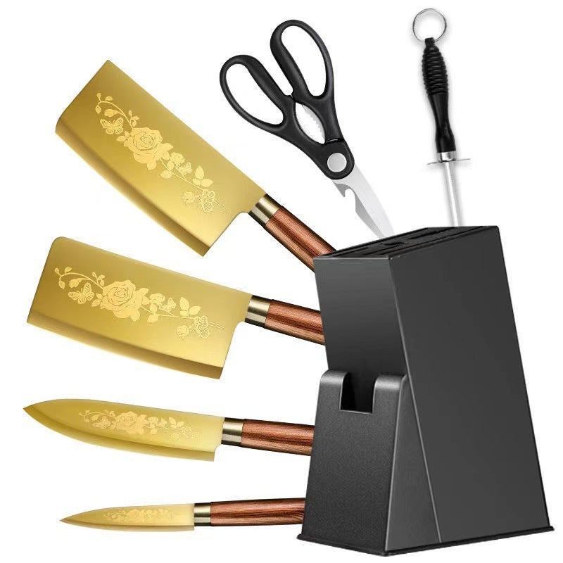 Gold Kitchen Household Alloy Bone Cutting Slice Knife Set