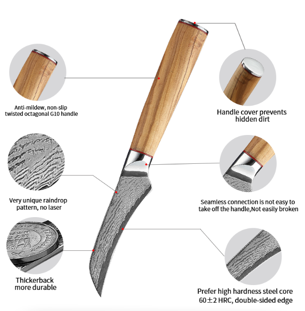 Damascus Knife Kitchen Kitchen Knife Peel Knife