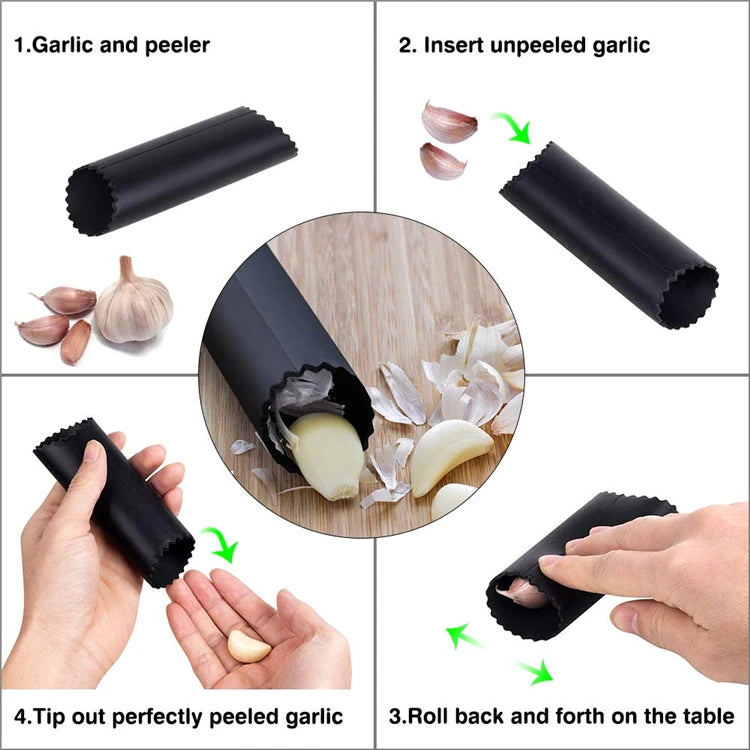 LMETJMA Garlic Press Kit Stainless Steel Garlic Press