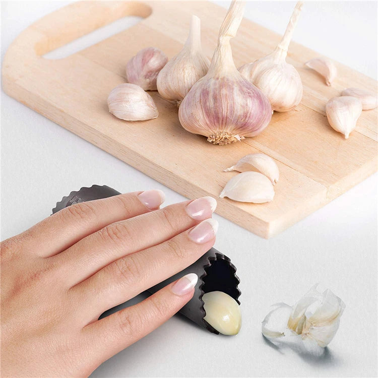 LMETJMA Garlic Press Kit Stainless Steel Garlic Press