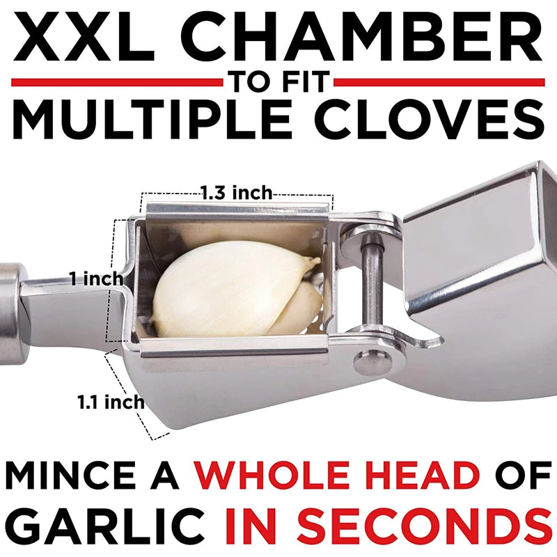 LMETJMA Garlic Press Kit Stainless Steel Garlic Press