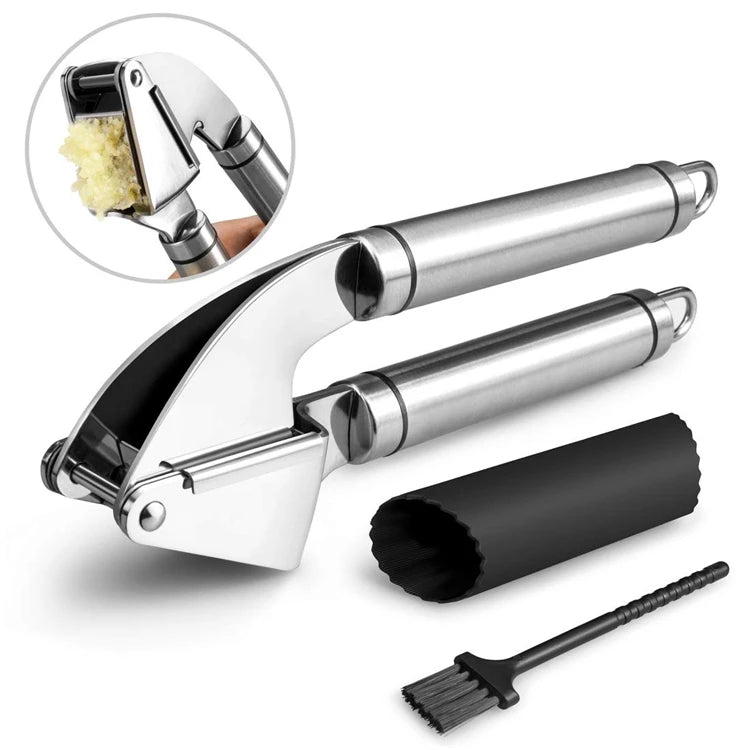 LMETJMA Garlic Press Kit Stainless Steel Garlic Press