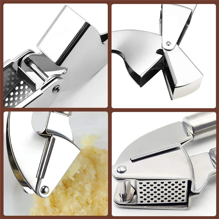 LMETJMA Garlic Press Kit Stainless Steel Garlic Press