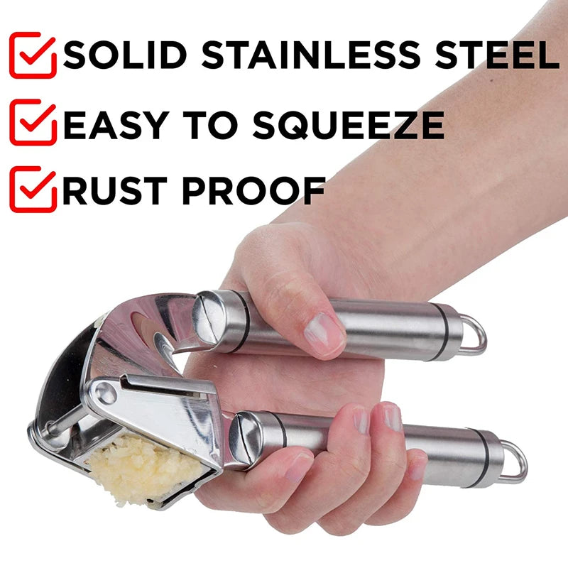 LMETJMA Garlic Press Kit Stainless Steel Garlic Press