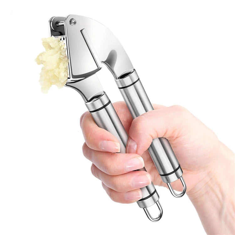 LMETJMA Garlic Press Kit Stainless Steel Garlic Press