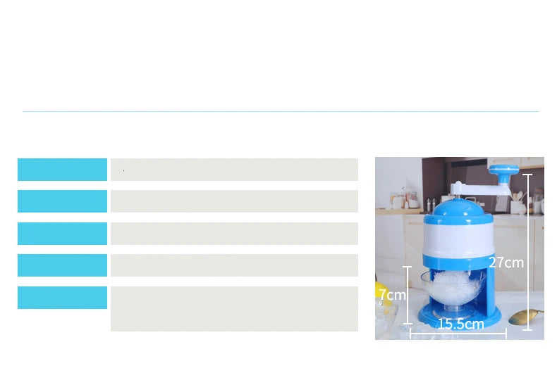 Hand Crank Ice Shaver Machine - Snow Cone Crusher & Slushy